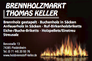 Brennholzmarkt Thomas Keller, Pleidelsheim Anfeuerholz, Holzpellets